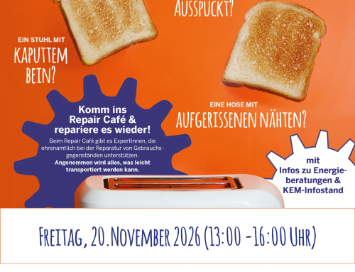 Repair Cafe Matrei i.O. | 20.11.2026, 13:00 – 16:00 Uhr